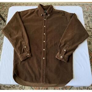 Vintage Ralph Lauren Brown Corduroy Button-Down Shirt XL
